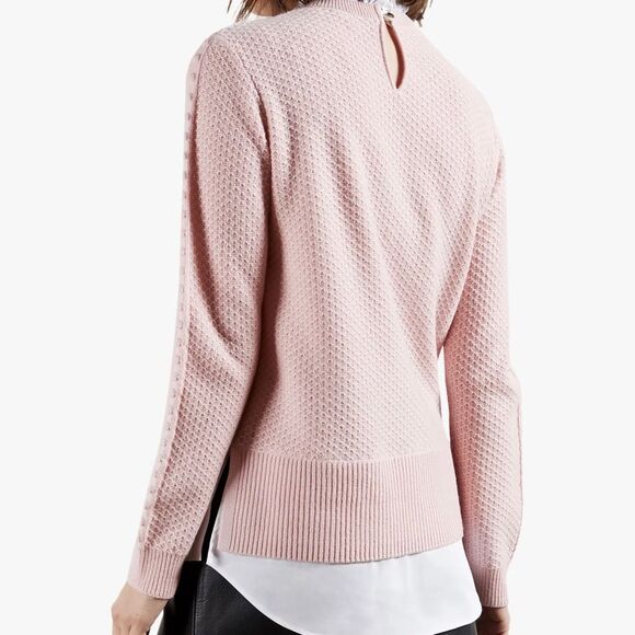 TED BAKER London Teaggan Frill Detail Mockable Light Pink Size 3 - Picture 2 of 13